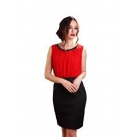 Marina Kaneva London Yakası Taşlı Parçalı Kırmızı Elbise 24819422