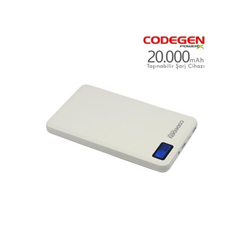 Codegen Powerx 20000 mAh Beyaz Taşınabilir Şarj Cihazı + 4in1 Kablo Hediyeli X20W