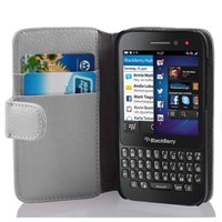 Microsonic Cüzdanlı Deri Blackberry Q5 Kılıf Beyaz