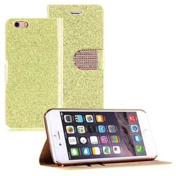 Microsonic Pearl Simli Taşlı Deri Iphone 6S Plus Kılıf Sarı