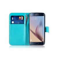 Microsonic Cüzdanlı Deri Samsung Galaxy S6 Edge Kılıf Mavi