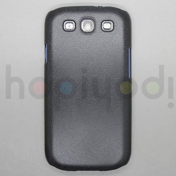 Samsung Galaxy S3 i9300 Kılıf Siyah Deri Desenli Arka Kapak