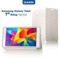 Dark Galaxy Tab4 7- T230 Uyumlu Akıllı Deri Kılıf - Book Cover - Beyaz