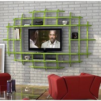 Sanal Mobilya Elips Tv Duvar Ünitesi Ve Kitaplık Parlak Beyaz Yeşil 30250731