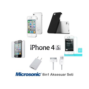 Microsonic iPhone 4 & 4S Kılıf & Aksesuar Seti 8in1