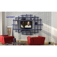 Sanal Mobilya Yeni Nesil Elips Tv Ünitesi & Kitaplık-Parlak Beyaz/Lacivert 32066879
