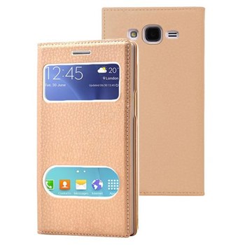 Microsonic Samsung Galaxy J5 Kılıf Dual View Gizli Mıknatıslı Gold 33123933