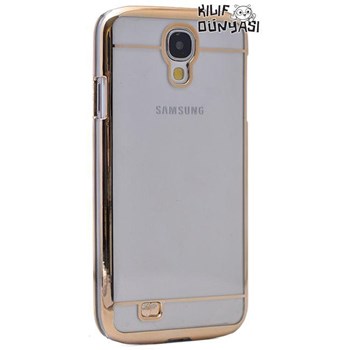 Samsung Galaxy S4 Metal Elegance Şeffaf Sert Kapak Altın