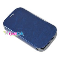 Samsung Trend SCH I699 Kılıf Deri Kapaklı Mavi