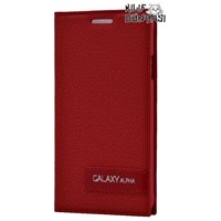 Samsung Galaxy Alpha Kılıf Safir Gizli Mıknatıslı Deri Kırmızı