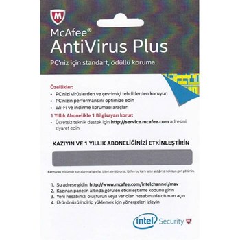 Intel Mcafee Antivirüs Plus Trk Lisans 1 Yıl 1 Kullanıcı W8.1