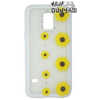 Samsung Galaxy S5 Mini Kılıf Çiçek Motifli Buzlu Kapak Sarı