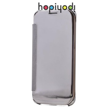 Samsung Galaxy S6 Kılıf Aynalı Flip Cover Gümüş