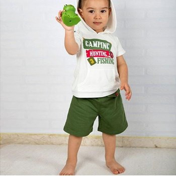 Wonder Kids Bebek Yazlık Takım 2li - Camp Yeşil 6-9 Ay (68-74 Cm) 33442025