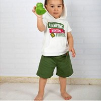 Wonder Kids Bebek Yazlık Takım 2li - Camp Yeşil 6-9 Ay (68-74 Cm) 33442025