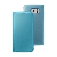 Microsonic Flip Leather Samsung Galaxy S6 Kapaklı Deri Kılıf Mavi