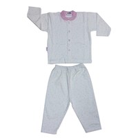 Sebi Bebe 51051 Yaldızlı Bebek Pijama Takımı Pembe 3-6 Ay (62-68 Cm) 33442819