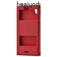 HTC Desire 826 Kılıf Safir Çift Pencereli Gizli Mıknatıslı Kırmızı