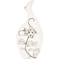 Porselen Vazo Çiçek Desenli Yuvarlak Taşlı 25181441