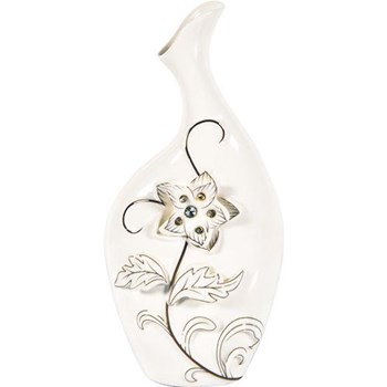 Porselen Vazo Çiçek Desenli Yuvarlak Taşlı 25181441