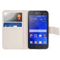 Microsonic Cüzdanlı Deri Samsung Galaxy Core 2 Kılıf Beyaz