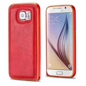 Microsonic Derili Metal Delüx Samsung Galaxy S6 Kılıf Kırmızı