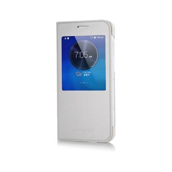 Microsonic View Slim Kapaklı Deri Huawei Ascend G7 Kılıf Beyaz