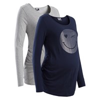 Bpc Bonprix Collection Hamile Giyim İkili Pakette T-Shirt, Uzun Kollu - Mavi 29087672