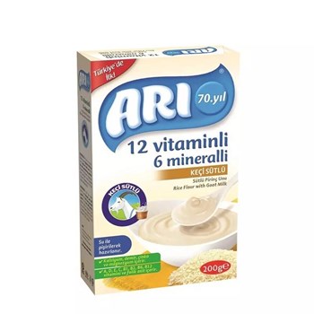 Arı 4+ Ay 6x200 gr 12 Vitaminli 6 Mineralli Keçi Sütlü Pirinç Unu Bebek Maması