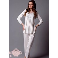 Bone Taşlı Lohusa Pijama Takımı Beyaz M 30044466