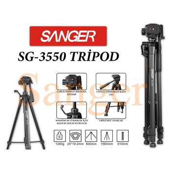 Sanger Sg-3550 Dslr Kamera Tripod 1.56M