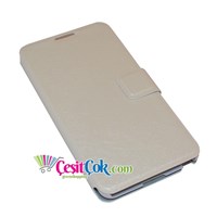 Samsung Galaxy Note 3 Standlı Flip Cover Kılıf Beyaz