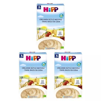 Hipp 4+ Ay 3x250 gr Organik Sütlü Meyveli Tahıl Bazlı Ek Gıda