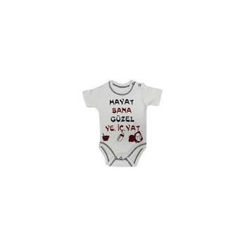 Babycool 2291 Kısa Kol Bebek Body Hayat Bana Güzel Krem 9-12 Ay (74-80 Cm) 33320730