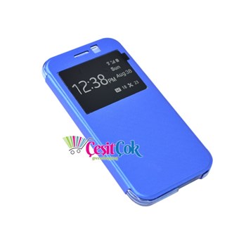 HTC One M8 Pencereli Kılıf Mavi