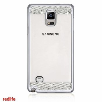 Redlife Galaxy Note 4 Orjınal Desen Bol Taşlı Pc Arka Kapak Gümüş