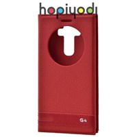 LG G4 Kılıf Elite Pencereli Gizli Mıknatıslı Deri Kırmızı