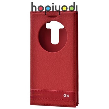 LG G4 Kılıf Elite Pencereli Gizli Mıknatıslı Deri Kırmızı
