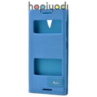 HTC Desire 620 Kılıf Safir Mıknatıslı + Pencereli Mavi