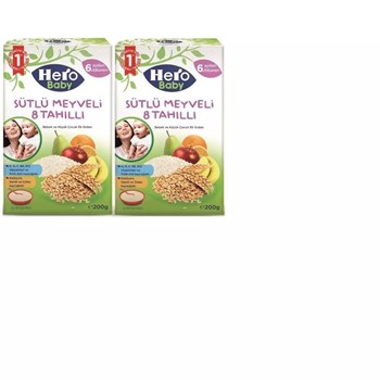 Hero Baby 2x200 gr Sütlü Meyveli 8 Tahıllı  Kaşık Maması