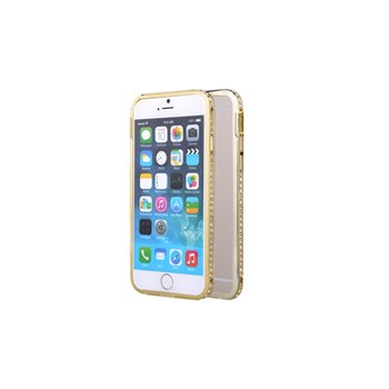 Microsonic iPhone 6S Plus Taşlı Metal Bumper Kılıf Sarı