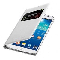 Microsonic View Cover Delux Kapaklı Kılıf Samsung Galaxy Grand 2 Akıllı Modlu Beyaz