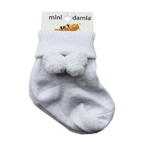 Mini Damla 4727 Ponponlu Kız Bebek Çorabı Beyaz 33443658