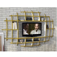 Sanal Mobilya Elips Tv Duvar Ünitesi Ve Kitaplık Parlak Beyaz Hardal 30250726