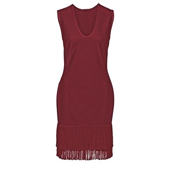Bonprix Püsküllü Elbise - Kırmızı 32050291