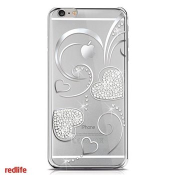 Redlife Iphone 6 Plus Kalp Desen Bol Taşlı Pc Arka Kapak Gümüş