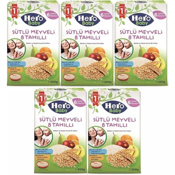 Hero Baby 200 gr Sütlü Meyveli 8 Tahıllı 5'li Kaşık Maması