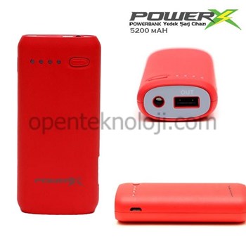 X40-R 5200 mAh Li-Ion Powerbank Kırmızı Renk