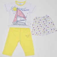 Aziz Bebe 9214 3lü Bebek Pijama Takımı Beyaz-sarı 2 Yaş (92 Cm) 24198286