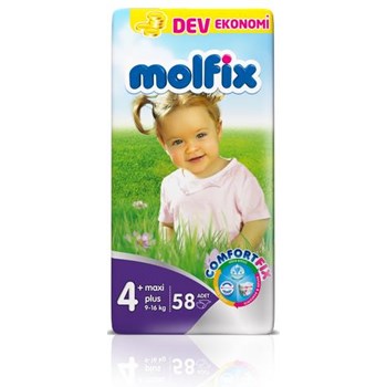 Molfix Dev Ekonomi Paket Maxi Plus 4+ Numara Bebek Bezi 58 Adet